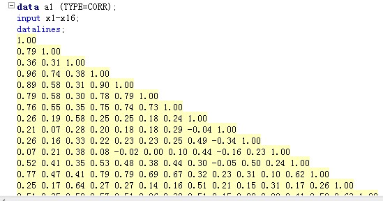 相关系数矩阵数据输入出现问题